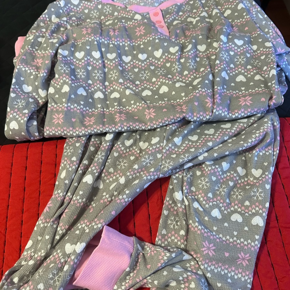 Serra womens Pajama Set in Gray and Pink